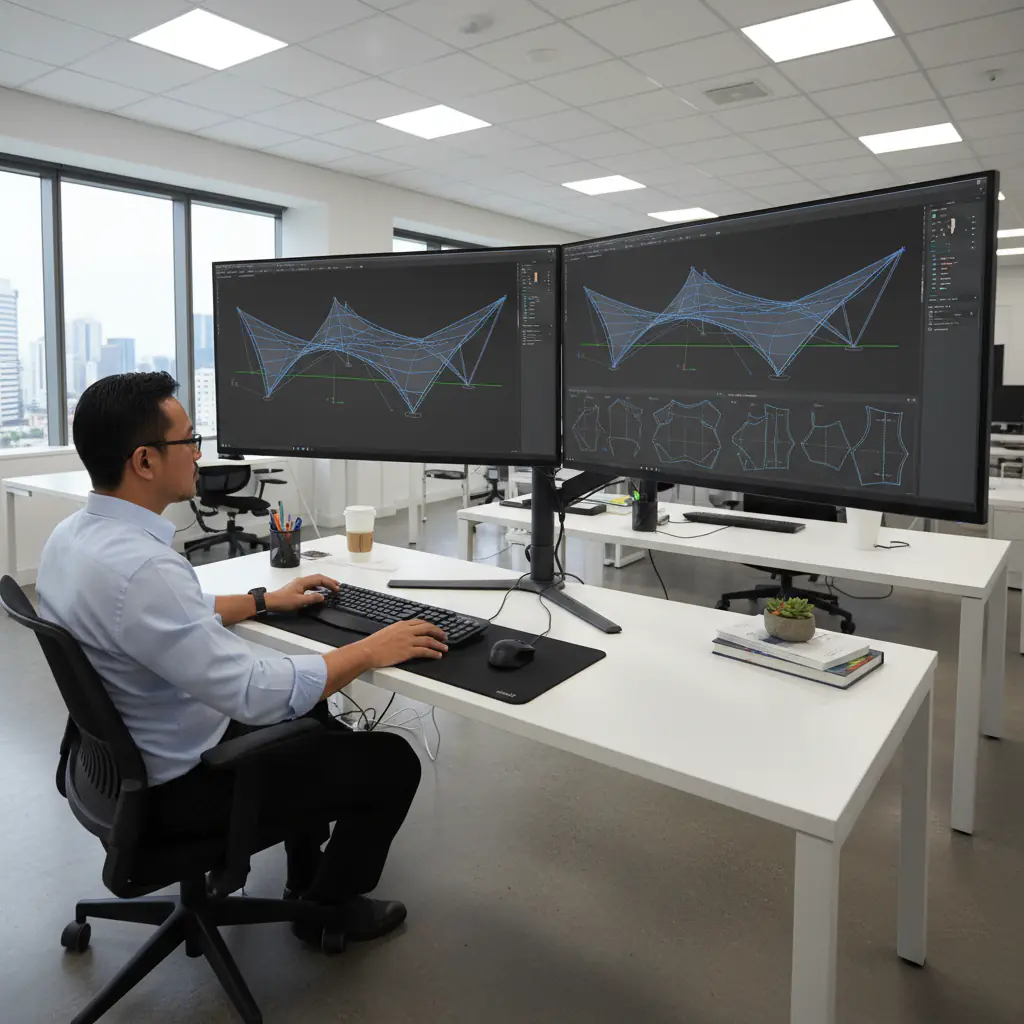 Desain CAD Software Membrane - Proses Cutting Pattern PT Indo Membrane