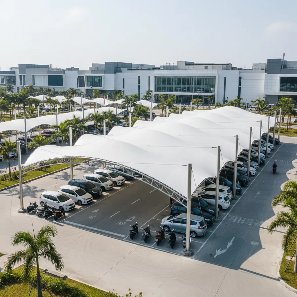 Canopy Membrane untuk Area Parkir Komersial - Aplikasi Modern