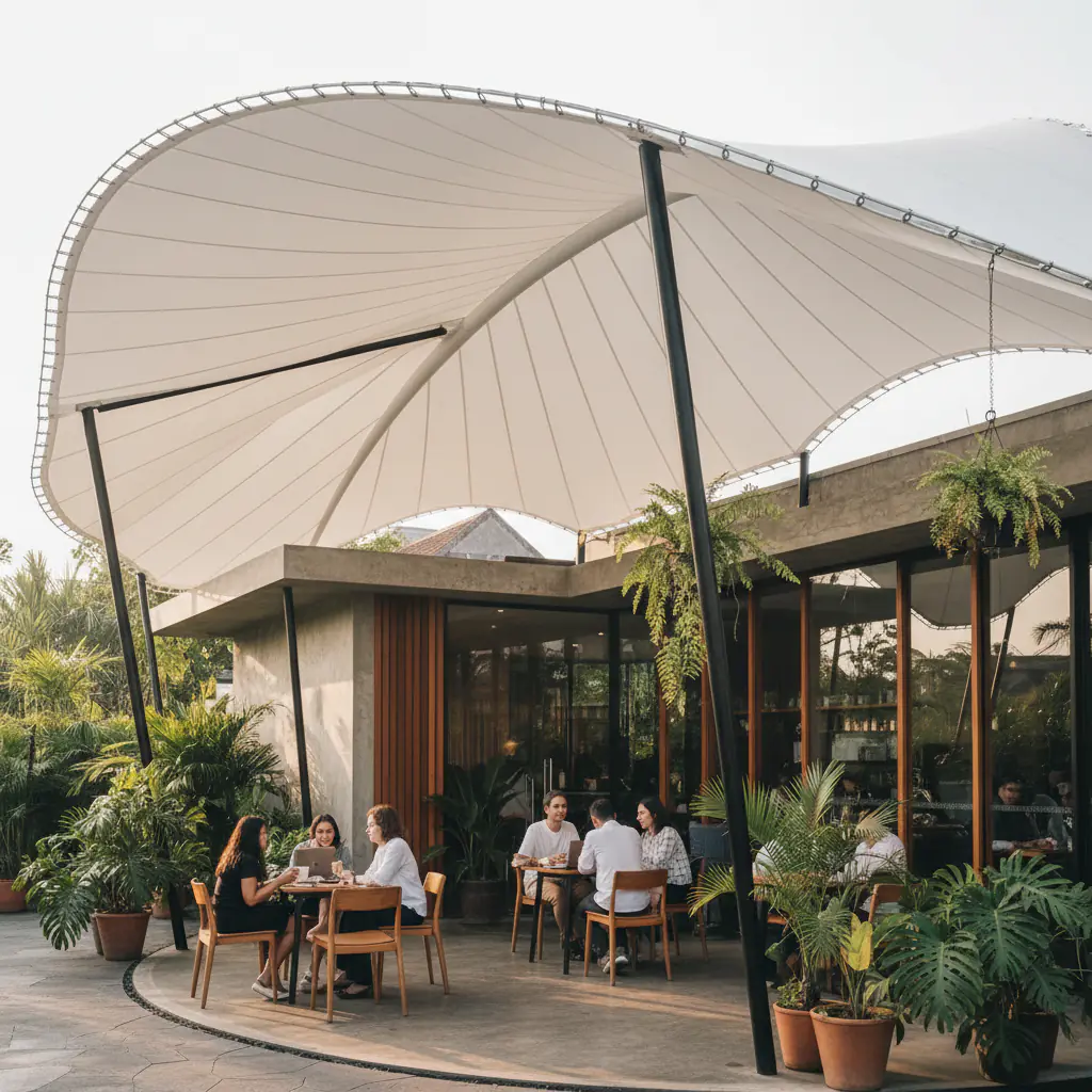 Canopy Membrane untuk Kafe dan Restoran - Outdoor Seating