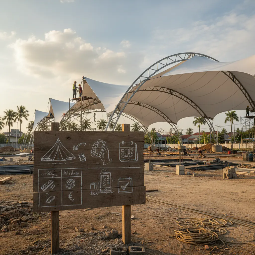 Sure, here is a photorealistic architectural photograph related to Tenda Membrane Serang.